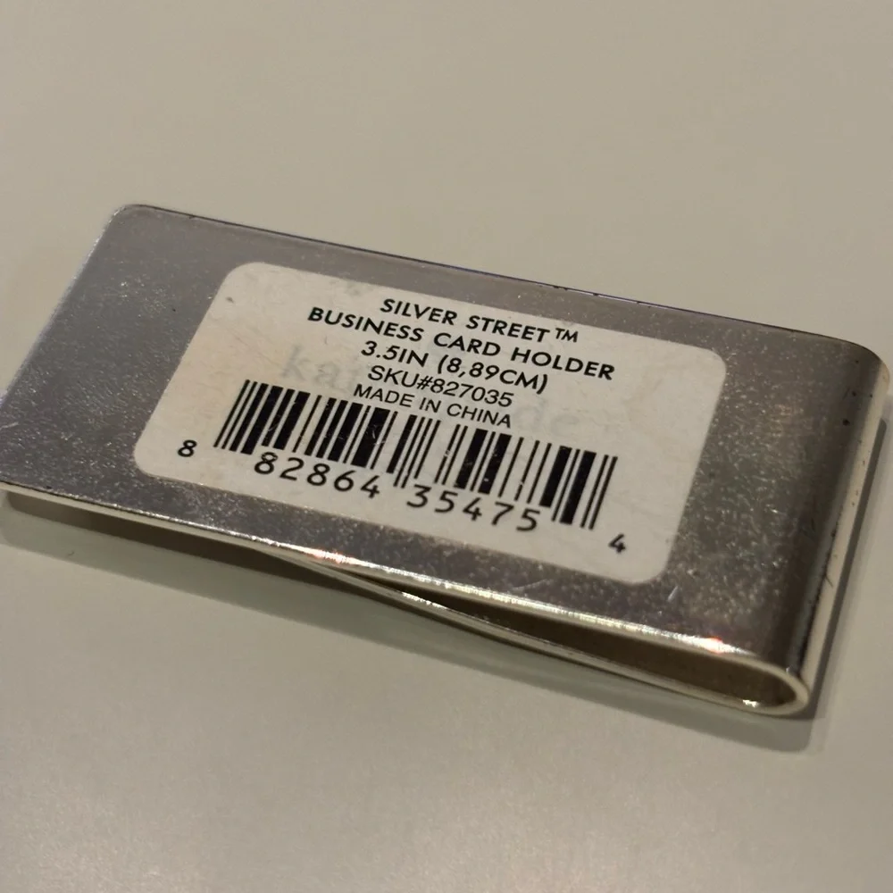 Kate Spade Silver Assymetrical Business Card Clip, NWT, slight ware